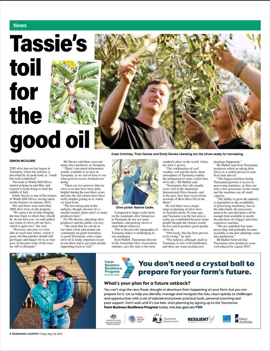 Read about our 2025 Harvest in the Tasmanian Country